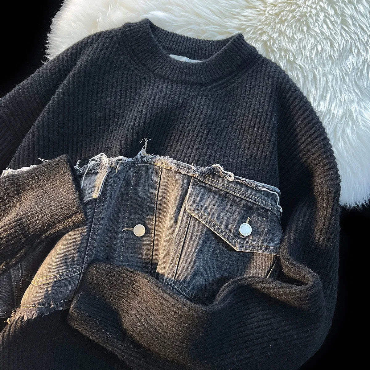 R&B | Denim Patchwork Pullover