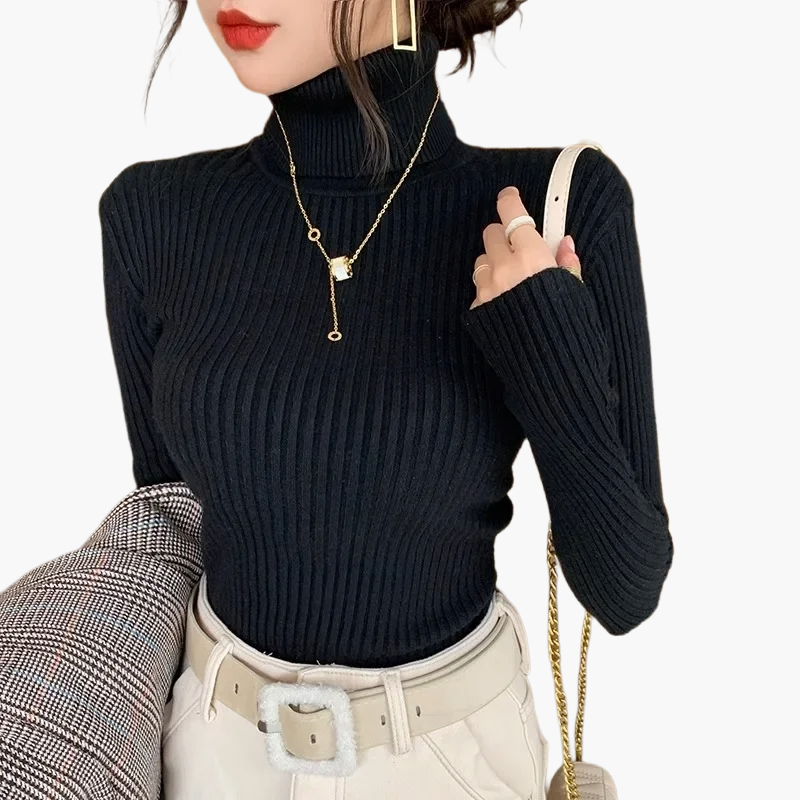 R&B | Rollkragenpullover Gerippt Basic Langarm - Vielseitiger Herbst & Winter Look