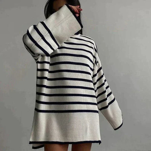 R&B | Strickpullover Oversized Fit Weicher Rollkragen Langer Ärmel Freizeit Design