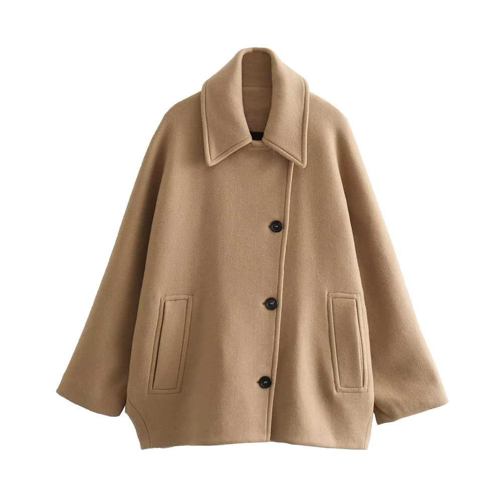 R&B | Elegantes Damen-Cape mit Knöpfen und Wollmischung