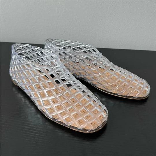 R&B | Sommer Jellies Schuhe Frauen Mode Transparent Mesh Hollow Out Strand Schuhe Damen Flache Sandalen Farbige Runde Zehen Jelly Sandalen