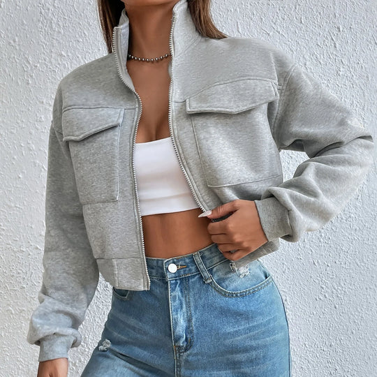 R&B | Stilvolles Zip Up Crop Top