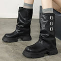 R&B | Chunky-Heel-Biker-Stiefel für Damen mit Riemen-Details