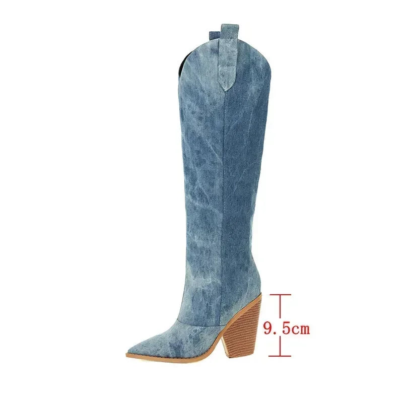 R&B | Knielange Denim Stiefel