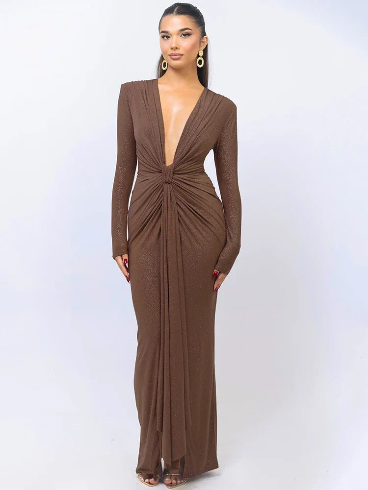R&B | Glitter V-Ausschnitt Maxikleid