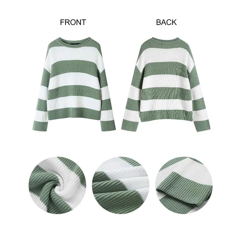 R&B | Langarm Gestreifter Rollkragenpullover