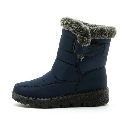 R&B | Wasserdichte Kunstfell Hochschaft Schneestiefel mit Klettverschluss