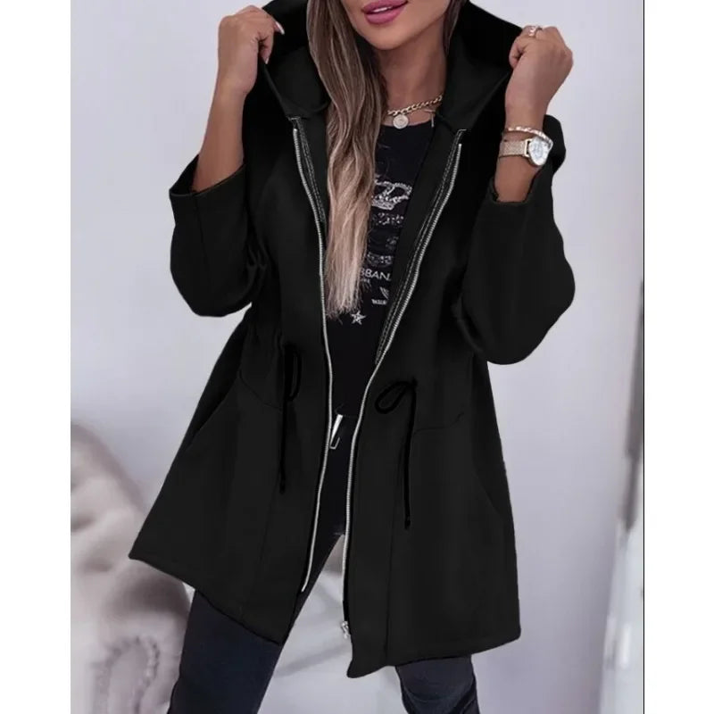 R&B | Frühlingsjacke mit Kapuze und plissiertem Bund