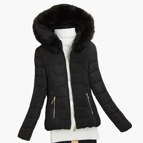 R&B | Winter Steppjacke mit Kapuze und Großem Kragen - Eleganter City-Style für Kalte Tage