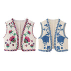 R&B | Vintage Blumenbestickte Weste für Damen
