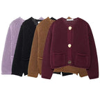 R&B | Mesh Strick Strickjacke mit Fronttaschen