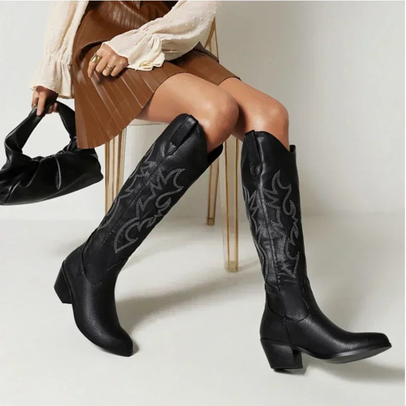R&B | Wildleder Kniehohe Cowboystiefel Frühlingskollektion