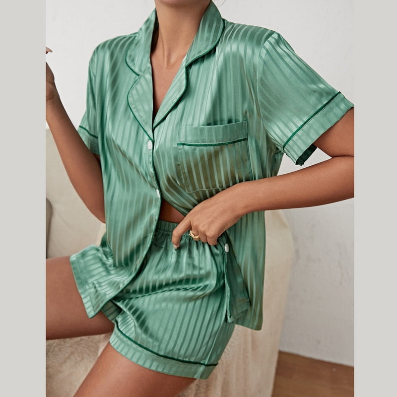 R&B | Satin Pyjama Set Für Damen Hausanzug