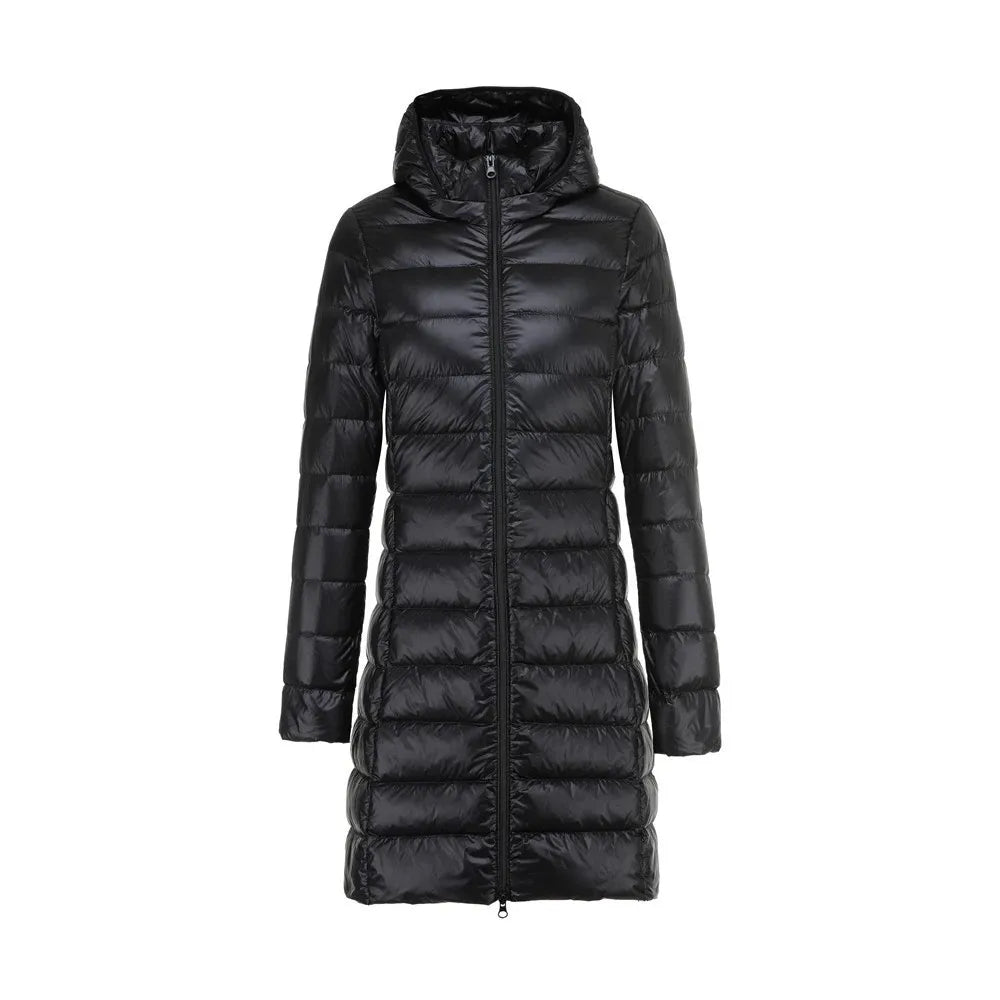 R&B | Lange Leicht Gepolsterte Jacke mit Abnehmbarem Kapuze für Frauen Ideal für Den Winter
