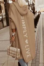 R&B | gestrickte Jacke mit Kapuze Damen - stylische lange Winterjacke