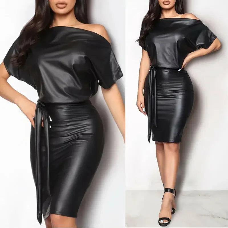 Schulterfreies Kleid aus Kunstmaterial