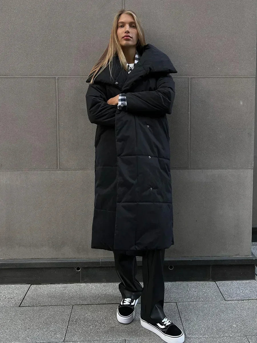 R&B | Parka Lang Steppjacke mit Gürtel für Damen Ideal für Den Winter