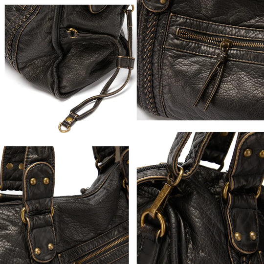R&B | Luxus Schwarze Lederhandtasche