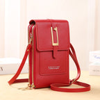 R&B | Leder Smartphone Clutch Damen Handtasche mit Touchscreen-Fenster