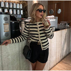 R&B | Stilischer langärmliger gestreifter Cardigan