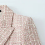 R&B | Klassischer Doppelreiher Pink Tweed Blazer