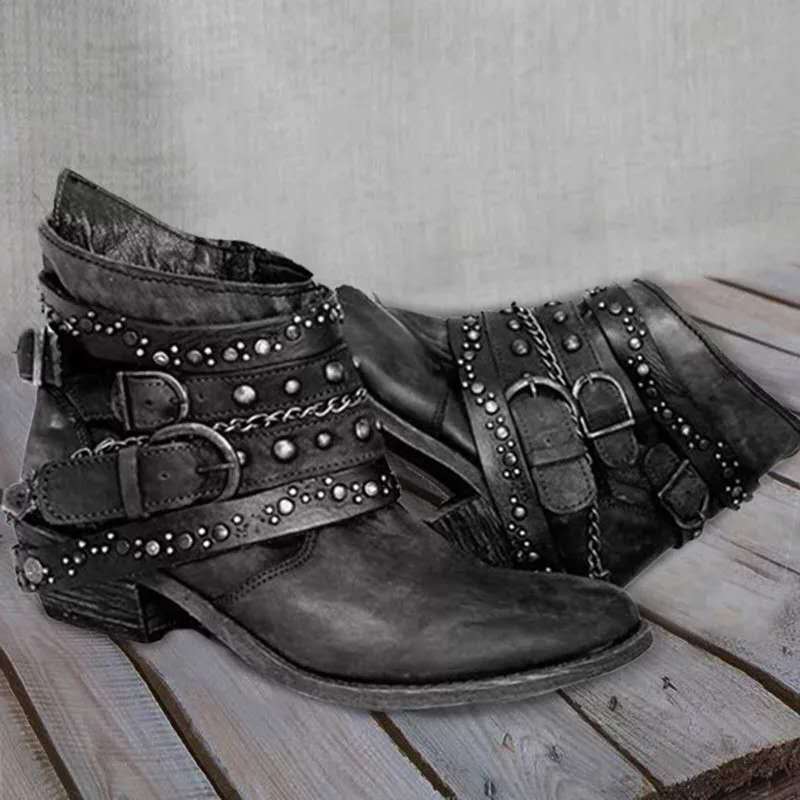 R&B | Dicke Absatzgürtel Ankle Boots