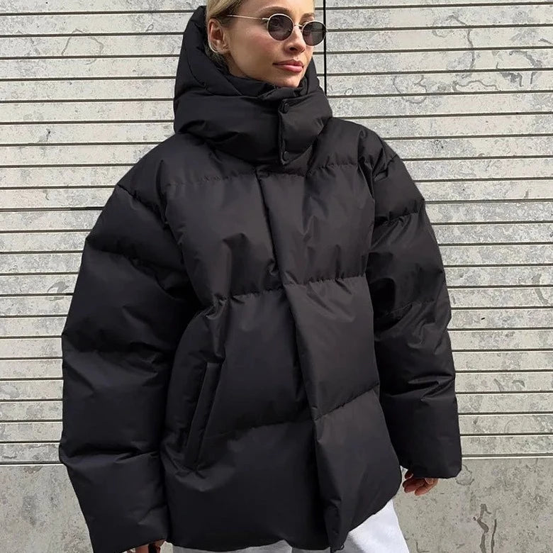 R&B | Übergroße Pufferjacke - Winter Hoher Hals Kapuzen Design