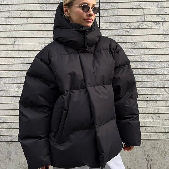 R&B | Übergroße Pufferjacke - Winter Hoher Hals Kapuzen Design