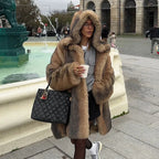 R&B | Lang mit Kapuze und Einfacher Knopfleiste für Damen Ideal für Den Herbst und Den Winter
