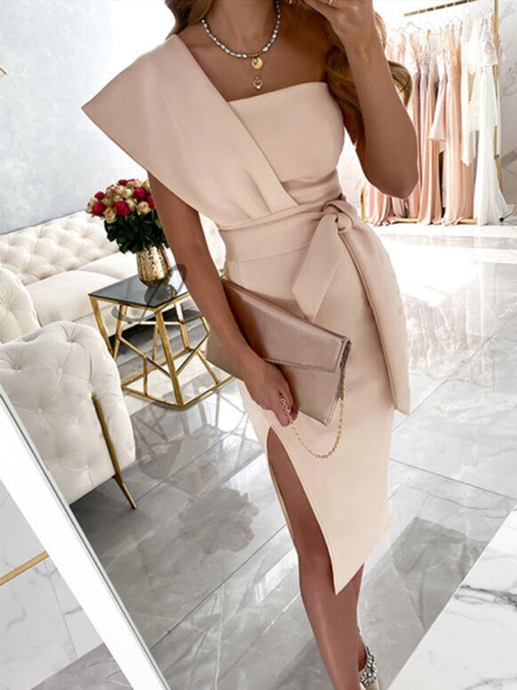 I Ein-Schulter-Abendkleid mit Schlitz für Frauen