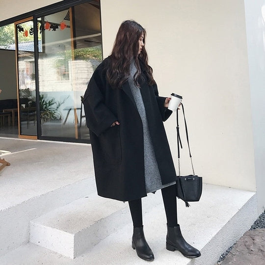 R&B | Eleganter Lockerer Woll Trenchcoat Für