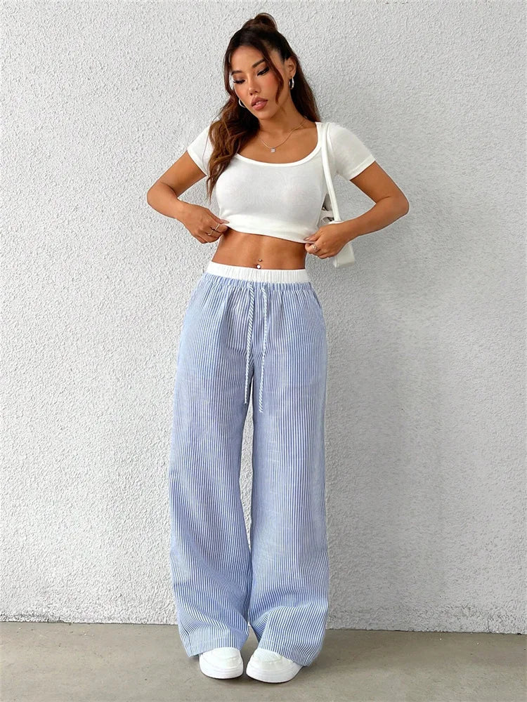 R&B | Gestreifte Hose mit Weitem Bein