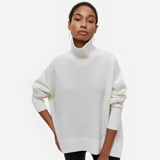 R&B | Damenpullover mit lässigem Schnitt und hohem Kragen