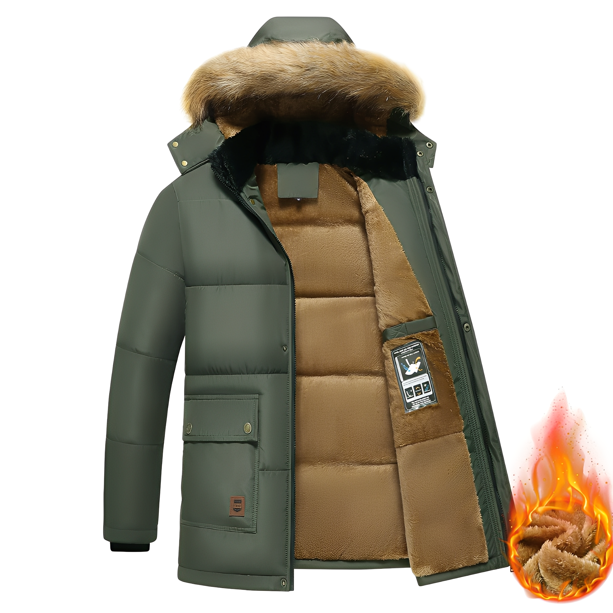 R&B | Warme Parkajacke mit abnehmbarem Kapuze für Männer