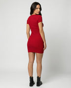 Sexy Minikleid Kurzarm Knopfleiste Figurbetont Damen Sommer Kleid