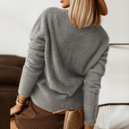 R&B | Strickjacke Weiche Strickware V-Ausschnitt Große Knöpfe Lockere Passform