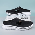 R&B Damen Slip-On-Pantoletten aus Mesh mit seitlichen Ausschnitten