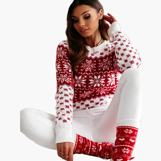 R&B | Winter Pullover Skandinavisches Muster - Modischer Weihnachts- und Freizeit-Strickpullover