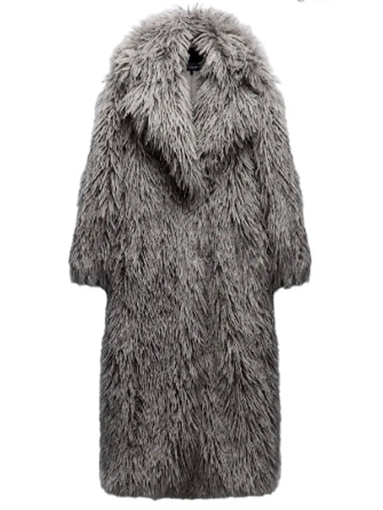 R&B | Fellmantel - Vintage Lange Warme Winterjacke, Schicke Streetwear