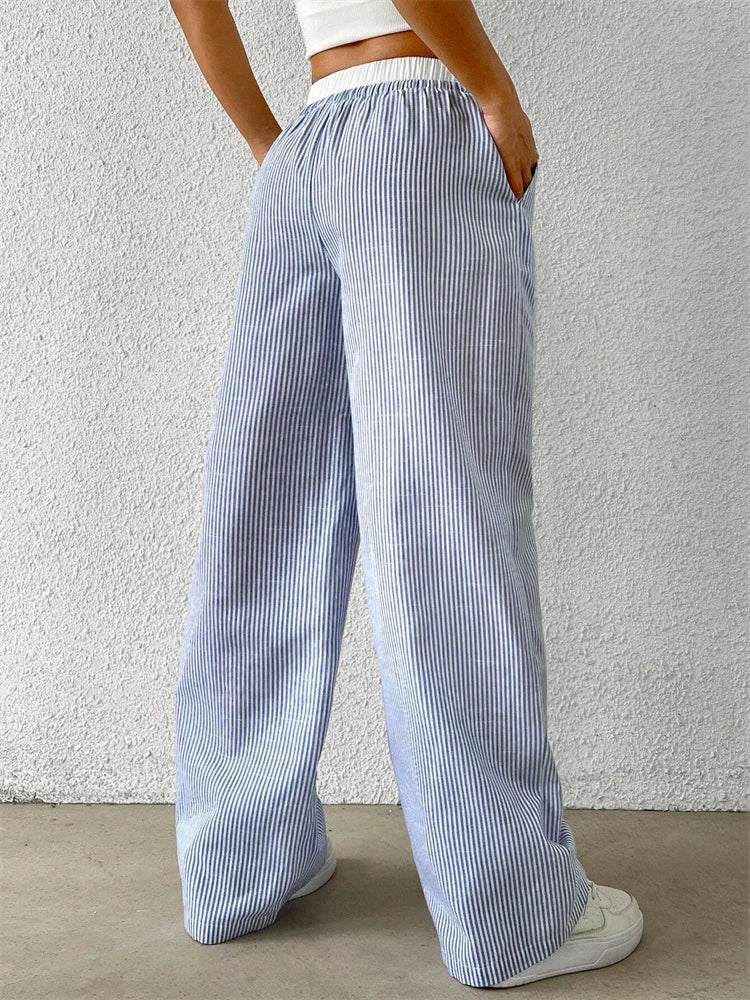 R&B | Bequeme Hose mit Weitem Bein und Streifendruck