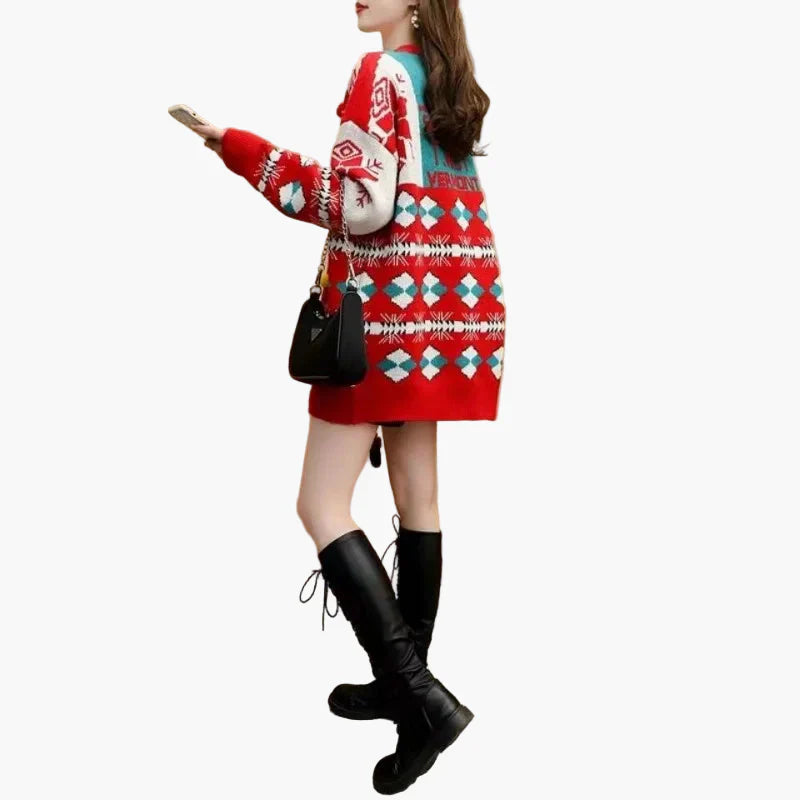 R&B | Weihnachtspullover Ugly Christmas Sweater mit 3D Schneemann und Wintermotiv - Lustiger Feiertagspullover für Partys