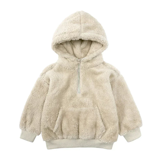 R&B Comfort Modische Bären-Kinderjacke aus dickem Samt