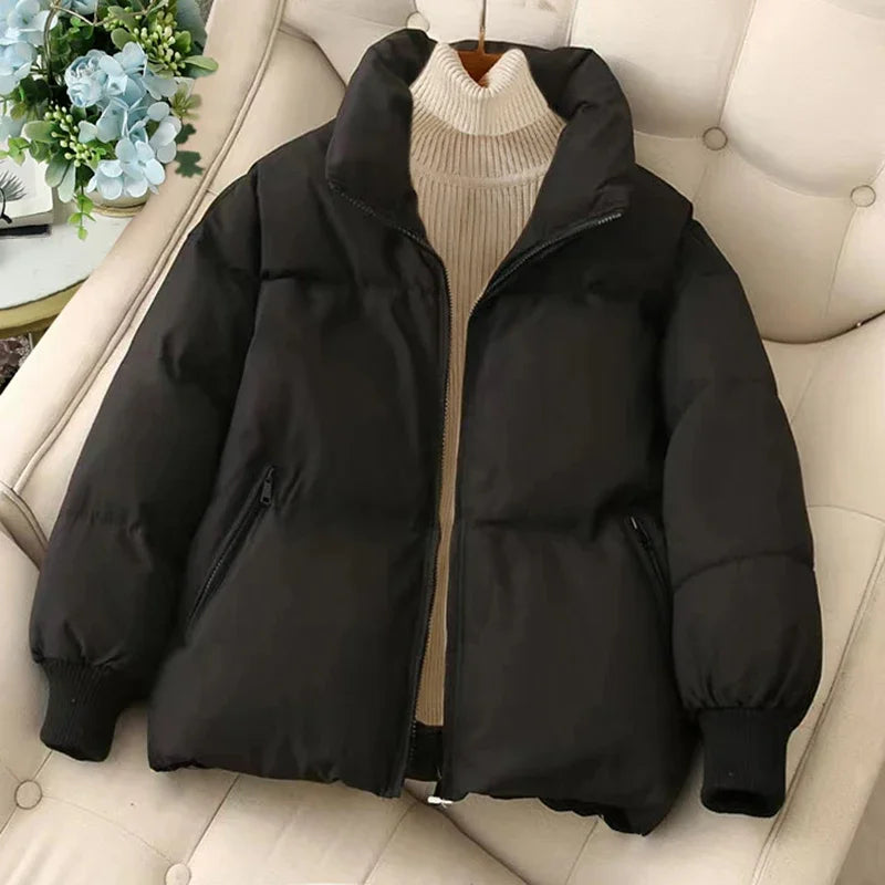 R&B | Winter-Pufferjacke mit Reißverschluss und Eingeschnittenem Kragen