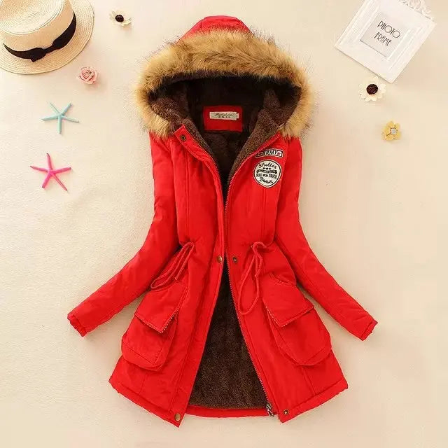 R&B | Gefütterte Winterjacke mit Verstellbarem Bund und Kapuze für Frauen