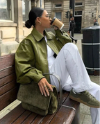 R&B | Trendy Übergröße PU-Lederjacke