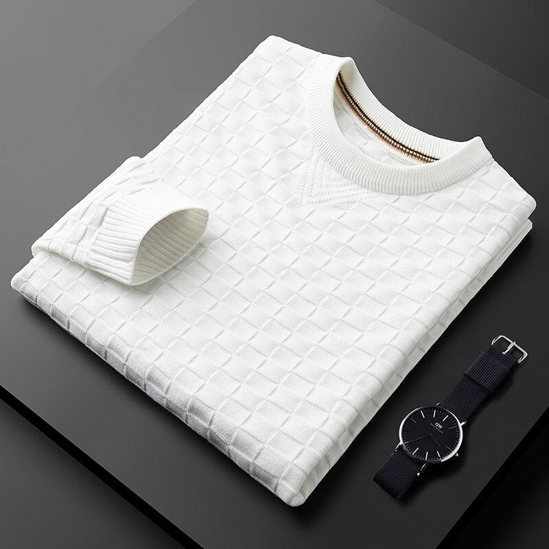 R&B | Stylischer Herbst Waffelstrick Pullover mit Rundhalsausschnitt für Männer
