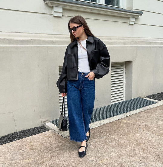 R&B | Kurze Bikerjacke für Damen mit Metallreißverschluss Raizy