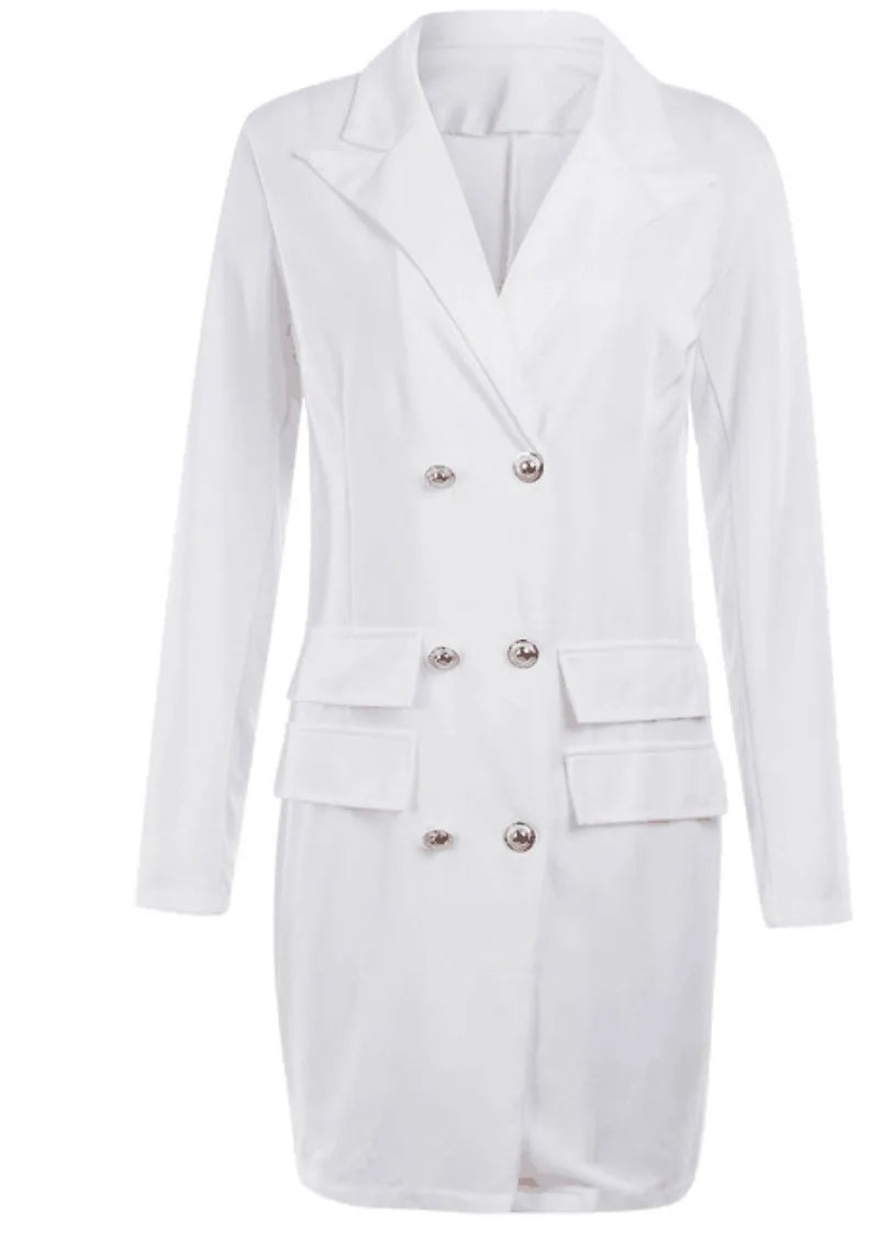 R&B | Frauen Blaue Jacke Elegant Büro Damen Kleid Langarm Schwarz Weiß Frühling Sommer Weiblich Lässig Mode Große Größe Anzug