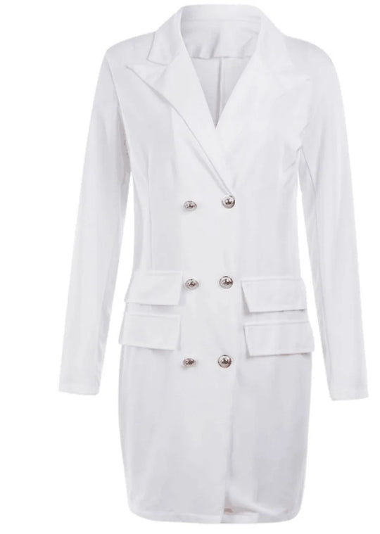R&B | Frauen Blaue Jacke Elegant Büro Damen Kleid Langarm Schwarz Weiß Frühling Sommer Weiblich Lässig Mode Große Größe Anzug