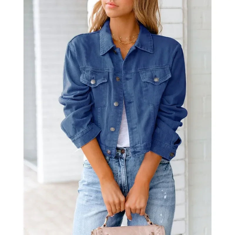 R&B | Kurze Taschenjacke Mode Streetwear Einfache Knopf Trend Frauen Denim Jacken Lange Ärmel Herbst Neu Denim Denim Jacken